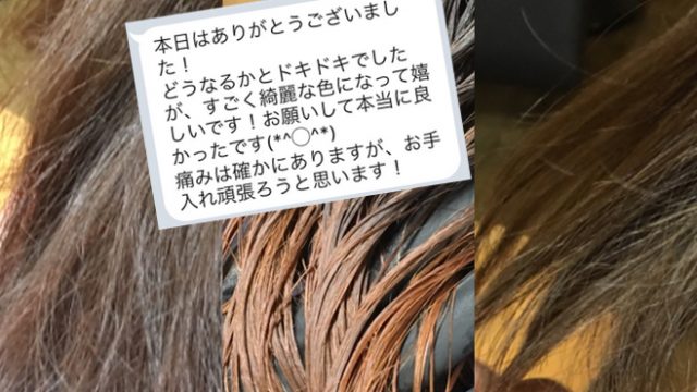 ブログ見てのご来店 担当美容師さんに止められていたブリーチをして赤みが強い髪をグラデーションに 前髪の一角の気になる白髪もカバー Liss 恵比寿 フリーランス美容師のみの美容室 代表 渡辺真一 地毛に戻す美容師 コンプレックス お悩み相談